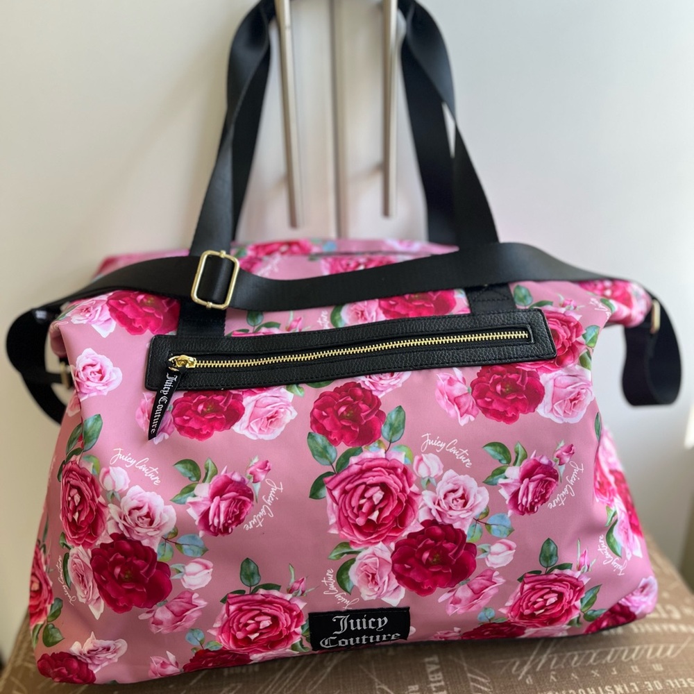 Juicy Couture Pink and Red Floral Tote Bag